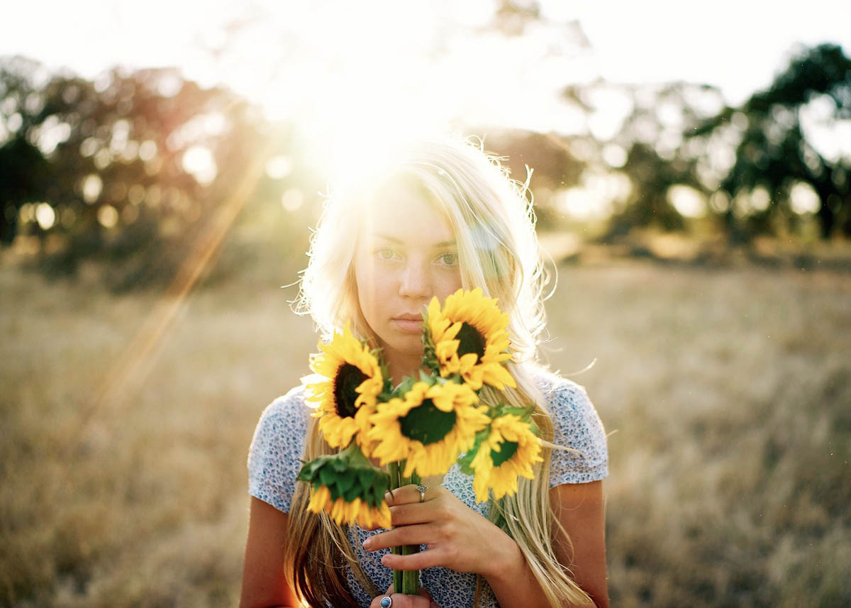 Sonnenblumen Frau Blond